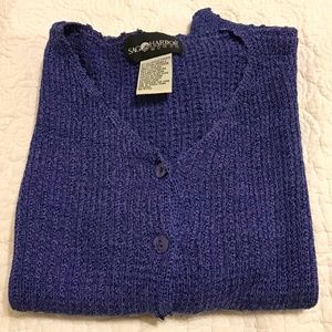 Sag Harbor purple short-sleeve button down sweater (2X)